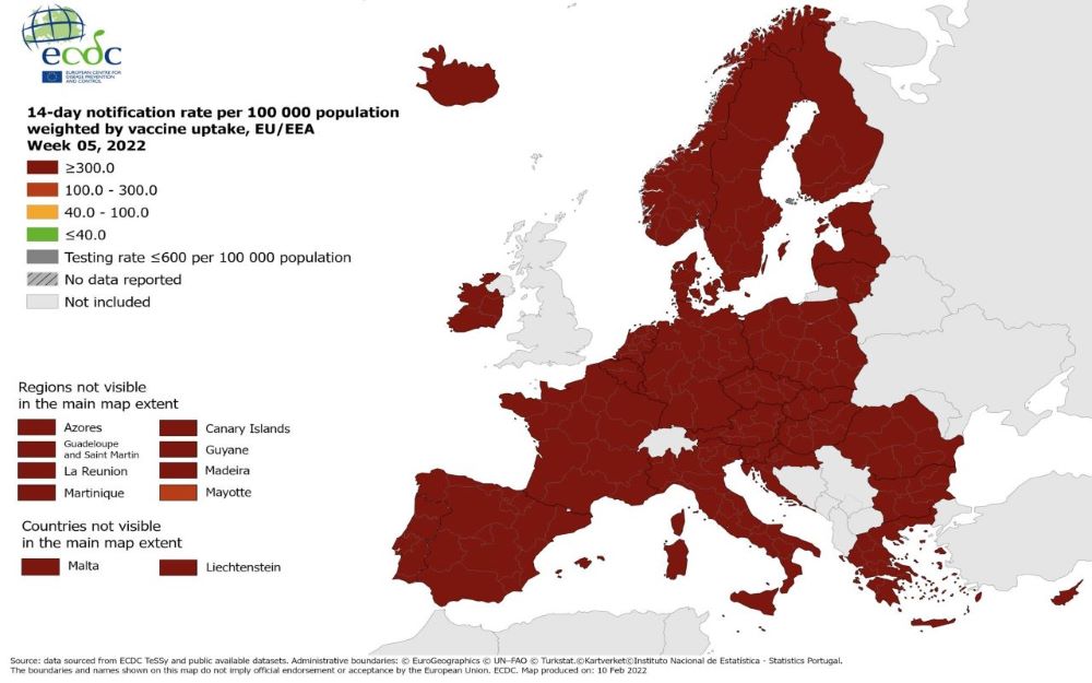 Mappa Covid Europa 10 Febbraio 2022