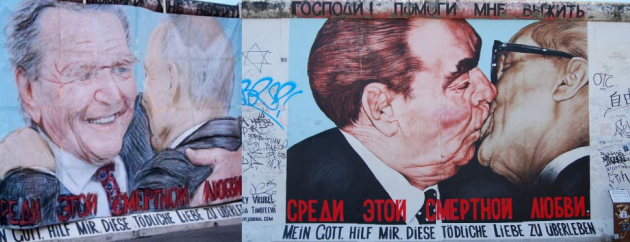 Muro di Berlino, il “bacio fraterno” del potere che opprime è fra Putin e Schroeder