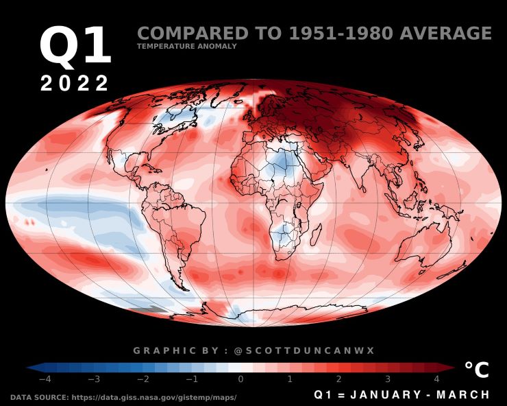 Riscaldamento Terra 2022 Primo Trimestre