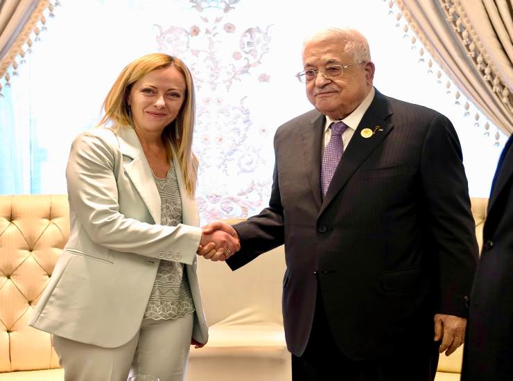 Giorgia Meloni Abu Mazen Palestina Stato 