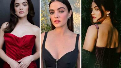 Lucy Hale look red carpet