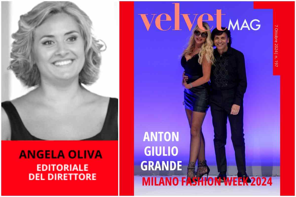 Copertina ottobre Valeria Marini Anton Giulio Grande Milano Fashion Week editoriale direttore