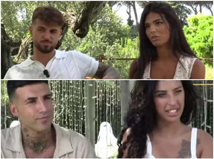 Temptation Island coppie: Alfonso e Federica (sopra); Fabio e Sara (sotto) 