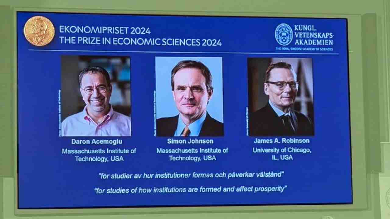 Nobel per l’Economia 2024 ad Acemoglu, Johnson e Robinson