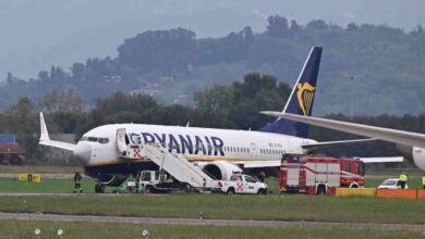 Orio al Serio aeroporto scoppio pneumatico